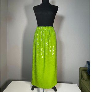 J. Crew Collection!!! New with Tag Pull-on Bright Green Sequin Midi Skirt